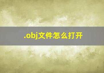 .obj文件怎么打开