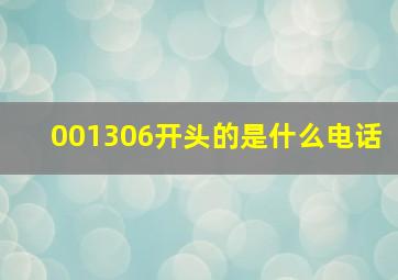 001306开头的是什么电话