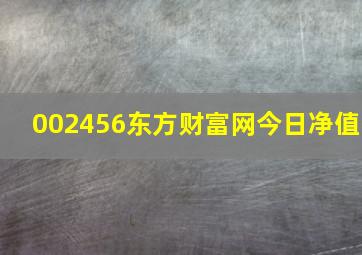 002456东方财富网今日净值