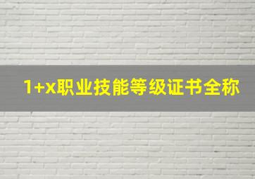 1+x职业技能等级证书全称