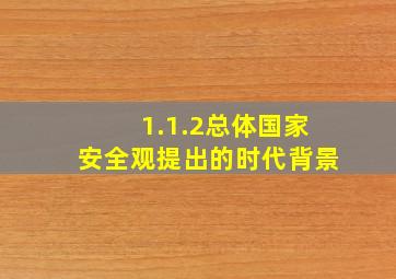 1.1.2总体国家安全观提出的时代背景