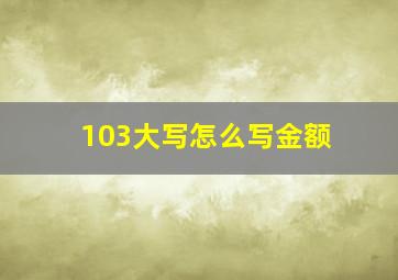 103大写怎么写金额