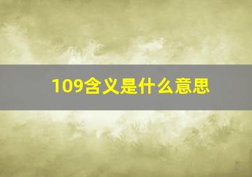 109含义是什么意思