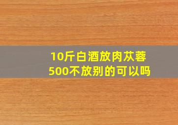 10斤白酒放肉苁蓉500不放别的可以吗