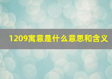 1209寓意是什么意思和含义