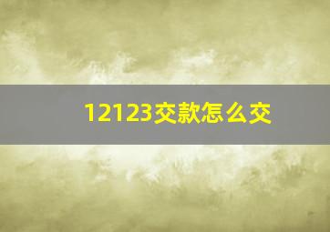 12123交款怎么交