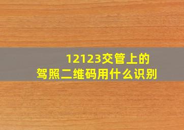 12123交管上的驾照二维码用什么识别