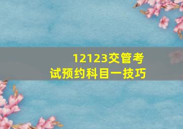 12123交管考试预约科目一技巧