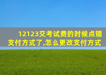 12123交考试费的时候点错支付方式了,怎么更改支付方式