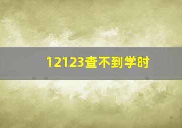 12123查不到学时