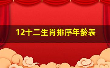 12十二生肖排序年龄表