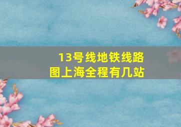 13号线地铁线路图上海全程有几站