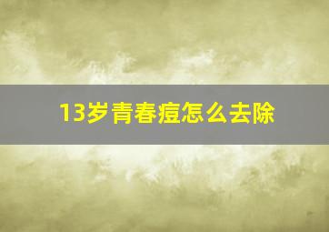 13岁青春痘怎么去除