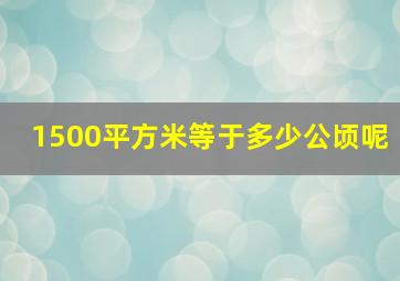 1500平方米等于多少公顷呢