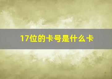 17位的卡号是什么卡