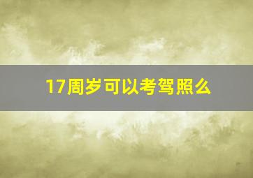 17周岁可以考驾照么