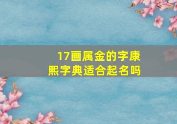 17画属金的字康熙字典适合起名吗