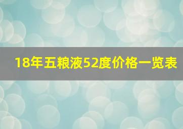 18年五粮液52度价格一览表