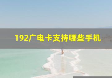 192广电卡支持哪些手机