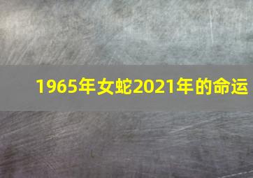 1965年女蛇2021年的命运