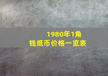 1980年1角钱纸币价格一览表