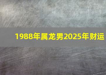 1988年属龙男2025年财运