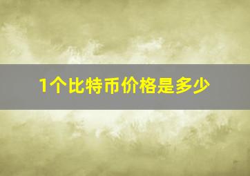 1个比特币价格是多少