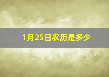 1月25日农历是多少