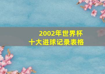 2002年世界杯十大进球记录表格