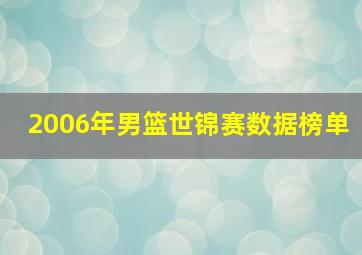 2006年男篮世锦赛数据榜单