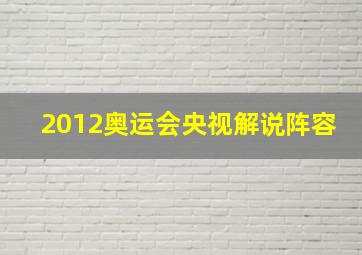 2012奥运会央视解说阵容