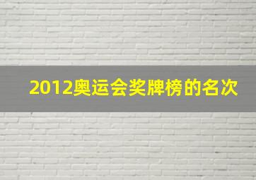 2012奥运会奖牌榜的名次