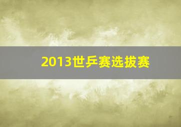 2013世乒赛选拔赛