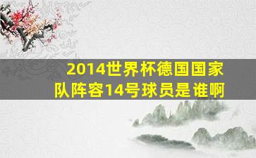 2014世界杯德国国家队阵容14号球员是谁啊