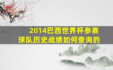 2014巴西世界杯参赛球队历史战绩如何查询的