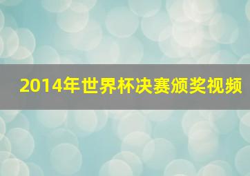 2014年世界杯决赛颁奖视频