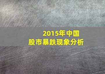 2015年中国股市暴跌现象分析