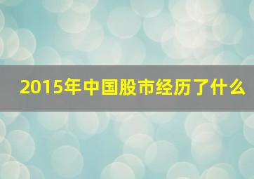 2015年中国股市经历了什么