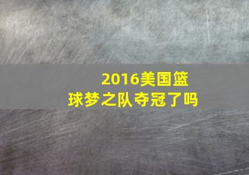 2016美国篮球梦之队夺冠了吗