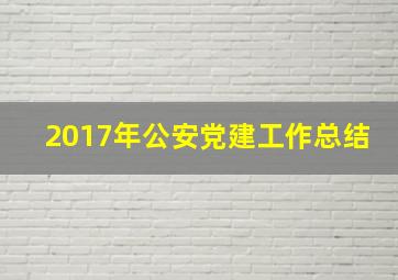 2017年公安党建工作总结