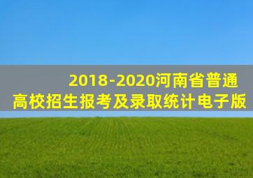 2018-2020河南省普通高校招生报考及录取统计电子版