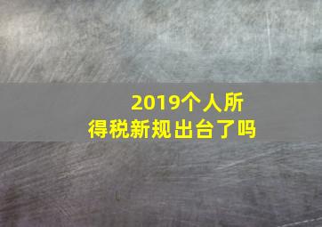 2019个人所得税新规出台了吗