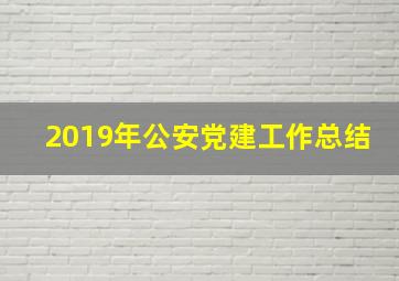 2019年公安党建工作总结