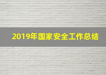 2019年国家安全工作总结