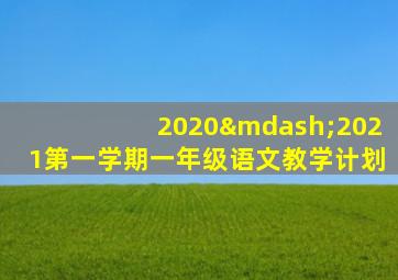 2020—2021第一学期一年级语文教学计划