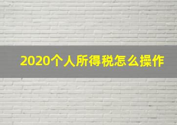 2020个人所得税怎么操作