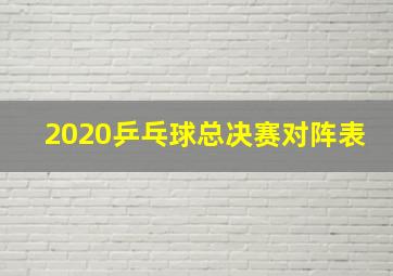 2020乒乓球总决赛对阵表