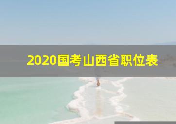 2020国考山西省职位表