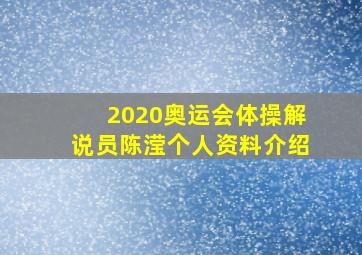 2020奥运会体操解说员陈滢个人资料介绍