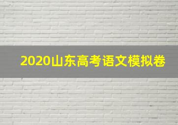 2020山东高考语文模拟卷